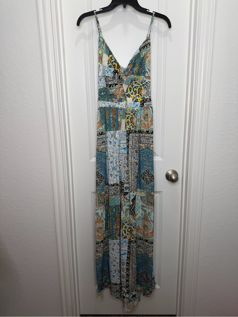 Paisley Patchwork Twist Front Keyhole Maxi Dress Sz Lg NWT! - Picture 3 of 6